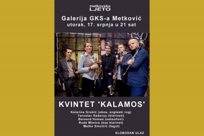 Večeras u 21 sat u GKS-u koncert kvinteta &#039;Kalamos&#039;