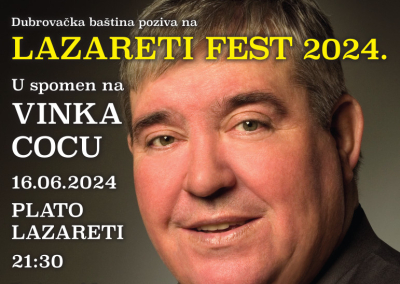 Dubrovnik: KONCERT &#039;LAZARETI FEST&#039; U SPOMEN NA VINKA COCU