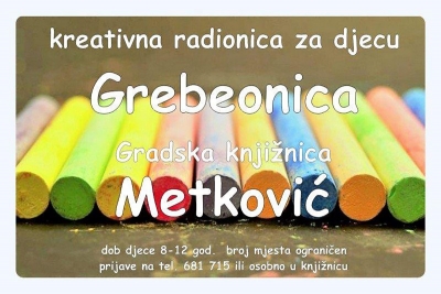 GRADSKA KNJIŽNICA METKOVIĆ: U srijedu druga radionica za djecu ‘Grebeonica’