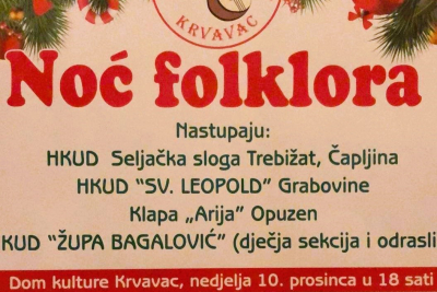 ADVENT U KRVAVCU U nedjelju Noć folklora, božićni koncert i paljenje druge adventske svijeće