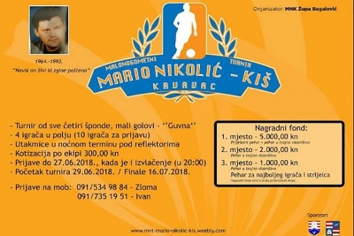 Prijavite se na malonogometni turnir &#039;Mario Nikolić - Kiš&#039;