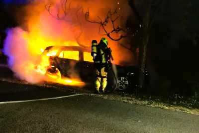 Prometna nesreća noćas prema Vidu - automobil izgorio