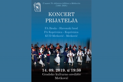 U organizaciji  KUD-a &#039;Metković&#039; pozivate se na &#039;KONCERT PRIJATELJA&#039;