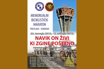 Memorijalni biciklistički maraton &#039;Navik on živi ki zgine pošteno&#039;  Prevlaka – Vukovar 26.04.2018. – 02.05.2018.