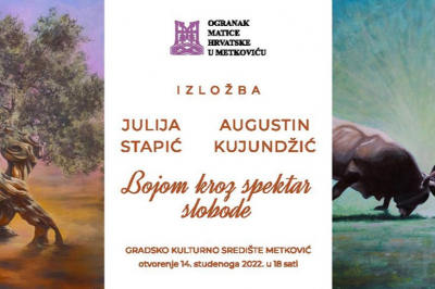 Bojom kroz spektar slobode’ – u ponedjeljak otvorenje izložbe Julije Stapić i Augustina Kujundžića