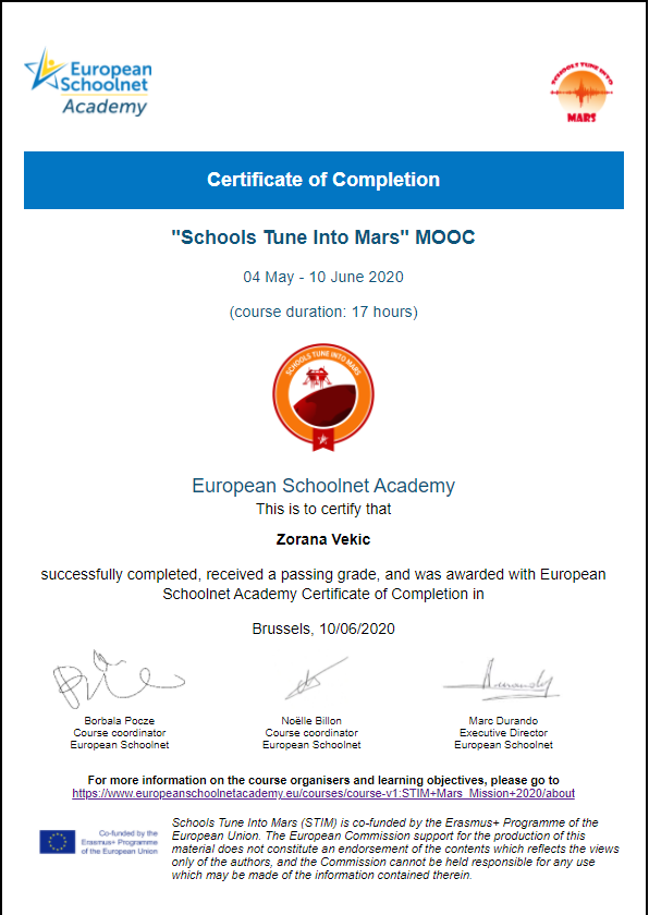 Certificate of Completion